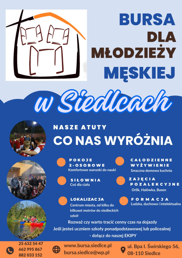 Bursa dla młodzieży męskiej w Siedlcach zaprasza.